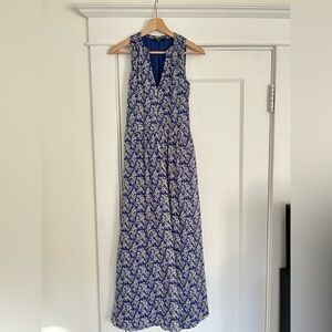 Madewell Blue Floral Silk Maxi Dress, Size 00